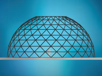 Dome triangulated wire frame structure large Low-poly 3D model