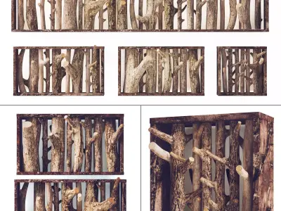 Log hanger big wood 3D model