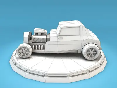 Cartoon Hot Rod Racing Car Low-poly 3D model