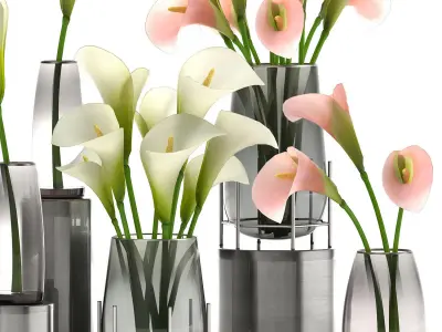 Calla flower bouquet in a Vase 114 3D model