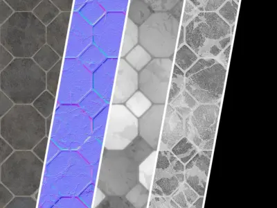 Pavement Materials 50- Diamond Tile Stone Paving  Sbsar Seamless Texture
