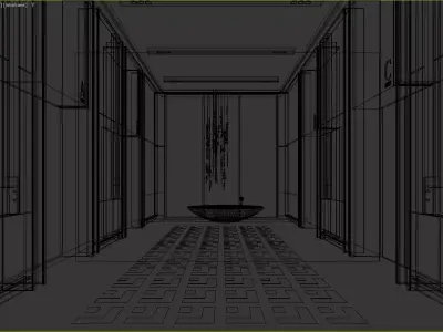 Modern Luxury Office Elevator Hall 3D Scene 3D model