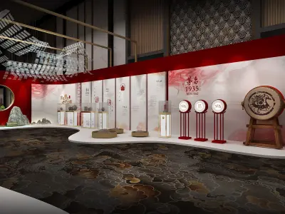 Chinese exhibition hall Low-poly 3D model