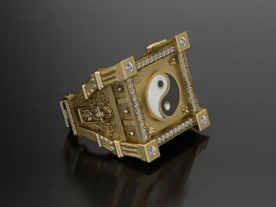 Ying and yang tower ring Free 3D print model