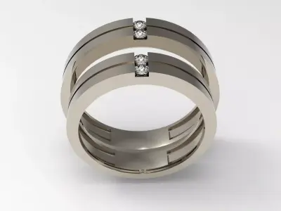 Twin Harmony wedding ring set 3D print model