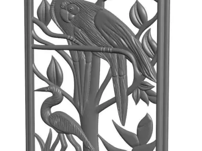 Nature parrot frame 3D model