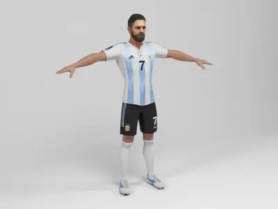 Argentinian Footballer Low-poly 3D model