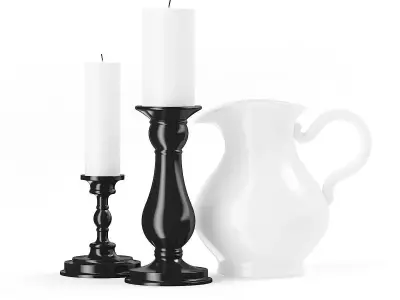 Two Candles and a Jug 3D model