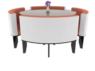 Minimalist Dining Table and Chair Low-poly 3D model