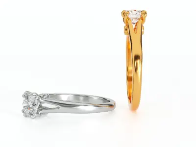 Engagement ring with a diamond 3D print model