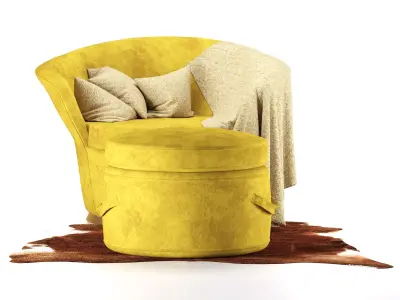 Golden sofa with pillows Free 3D model