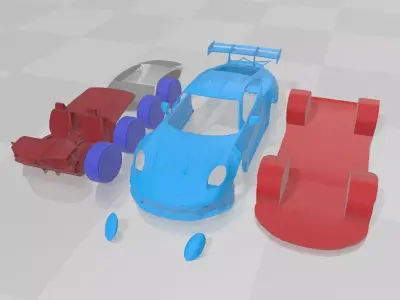 Porsche 911 GT3 RS 2022 - Separate Parts STL Model 3D print model