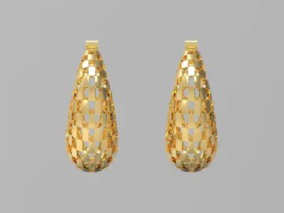 Gold mesh hoop earrings model ge0028 3D print model
