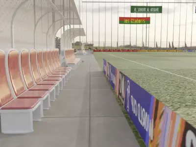 Football field Low-poly 3D model