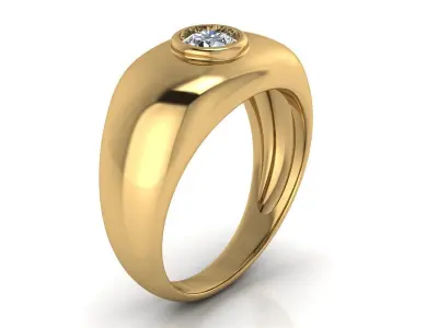 Chevalier Central Stone Band Ring 3D print model