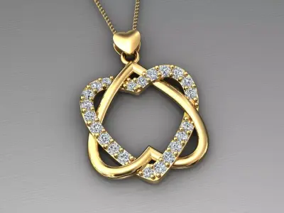 heart pendant love diamond 3D print model