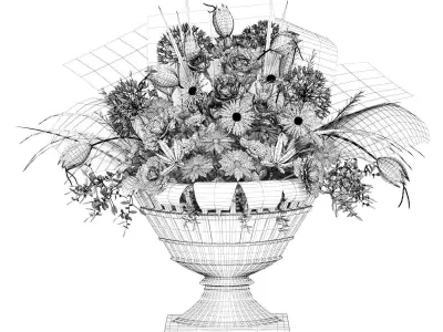 Bouquet in a vase 3D model