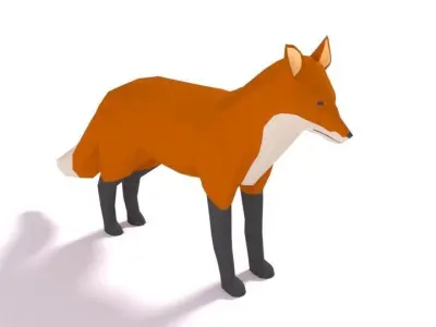 Low Poly Cartoon Fox Low-poly 3D model