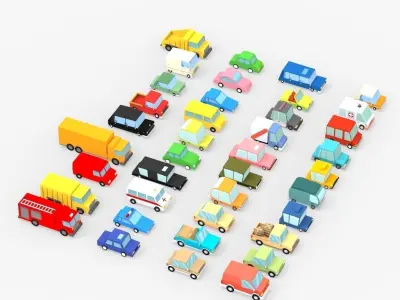 39 Cartoon Cars Collection 3D model