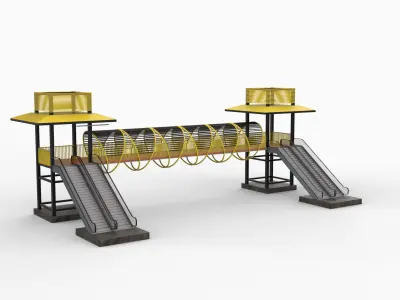 Steel Pedestrian Bridge 3D model