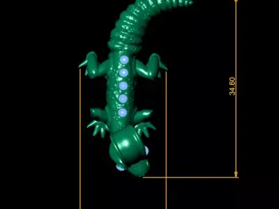 Luxury Lizard Charm Pendant with Gemstone Spine 3D print model