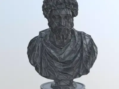 Marcus Aurelius Bust WIREFRAME VORONOI WIREMESH MESH 3D print model