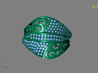 STL 3DM Women Ring Womens Ring Diamonds With Stone Model 3D print model shop