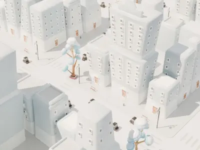 Simple City Cartoon Low-poly 3D model