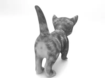 3D Cartoon cute cat  Low-poly 3D model