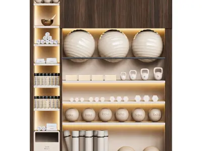 Yoga and fitness equipments 3D model