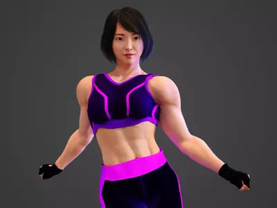 Asian Fitness Trainer Girl 3D model