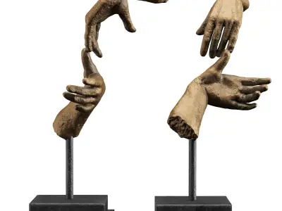 Hands touching fingers sculpture Low-poly 3D model