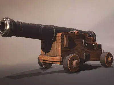 Medieval Cannon Low-poly Game-ready Low-poly 3D model