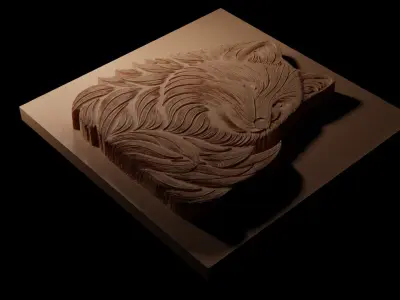 Arctic Fox Design CNC 3d Print High Relief Sand Casting 3D print model