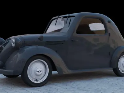 Simca 5 old car Low-poly 3D model