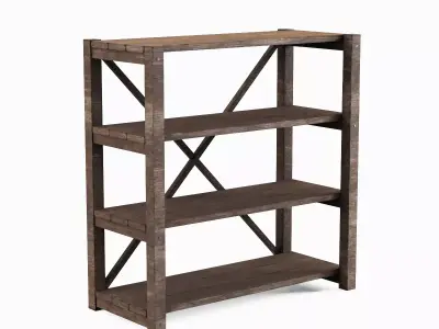 Wide Pottery Shelf A 03 Low-poly 3D model