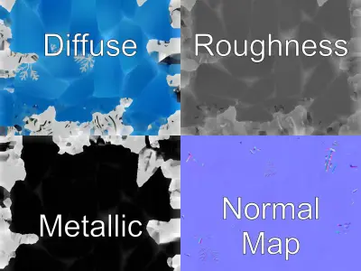 Blue Snowflake Ornament Reflective model pack Low-poly 3D model