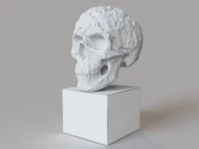 Human skull decorative sculpture 3D model