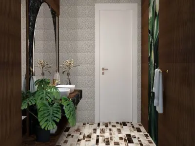 modern bathroom Low-poly 3D model