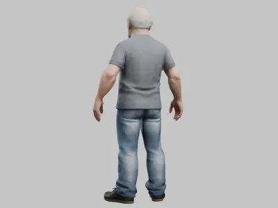 Old man character Low-poly 3D model