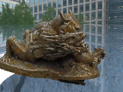 Lion killing Dragon Stratue 3D model