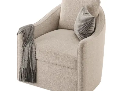 Wide Seat Lounge Swivel Arm Chair 3D model