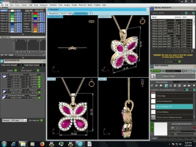 Marquise Oval Stone Pendant Women 3dm STL FBX OBJ Render Details 3D print model