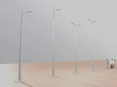 Low Poly Double Row Tracker System Pack Low-poly 3D model