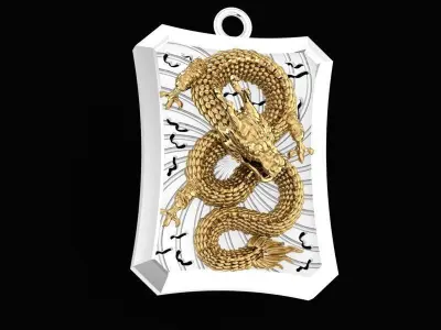 Luxury 3D Dragon Rectangular Pendant  31 3D print model