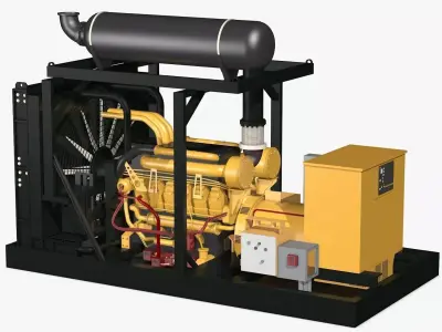Yellow Industrial Generator Model 3D model