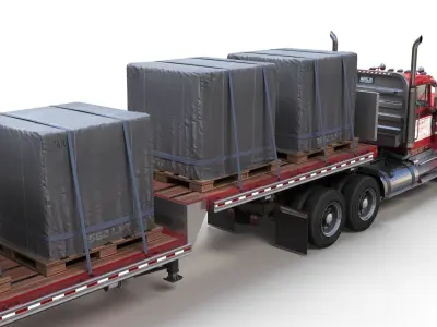 Kenworth W900A dropdeck 1980 Low-poly 3D model