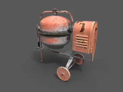 Old Concrete Mixer PBR Low-poly 3D model