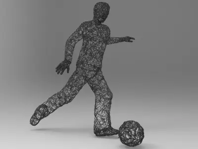 Wire football shooting sculpture 3D model