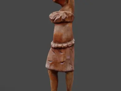 Atilogwu Dancer - Ebony Wood Low-poly 3D model